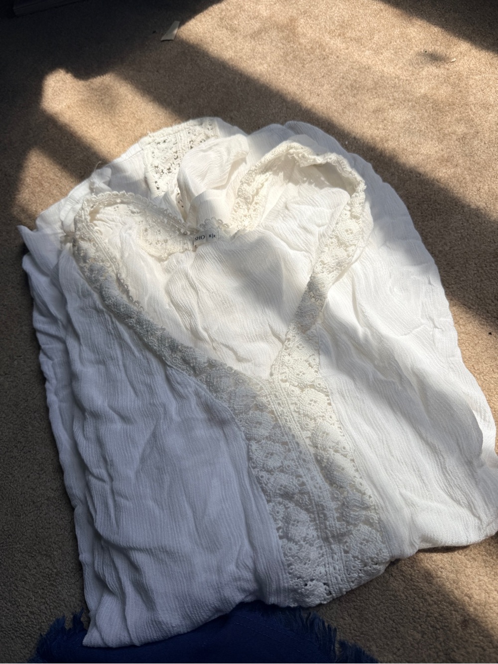White Lace-Trim Midi Dress - Lightweight Summer Slip